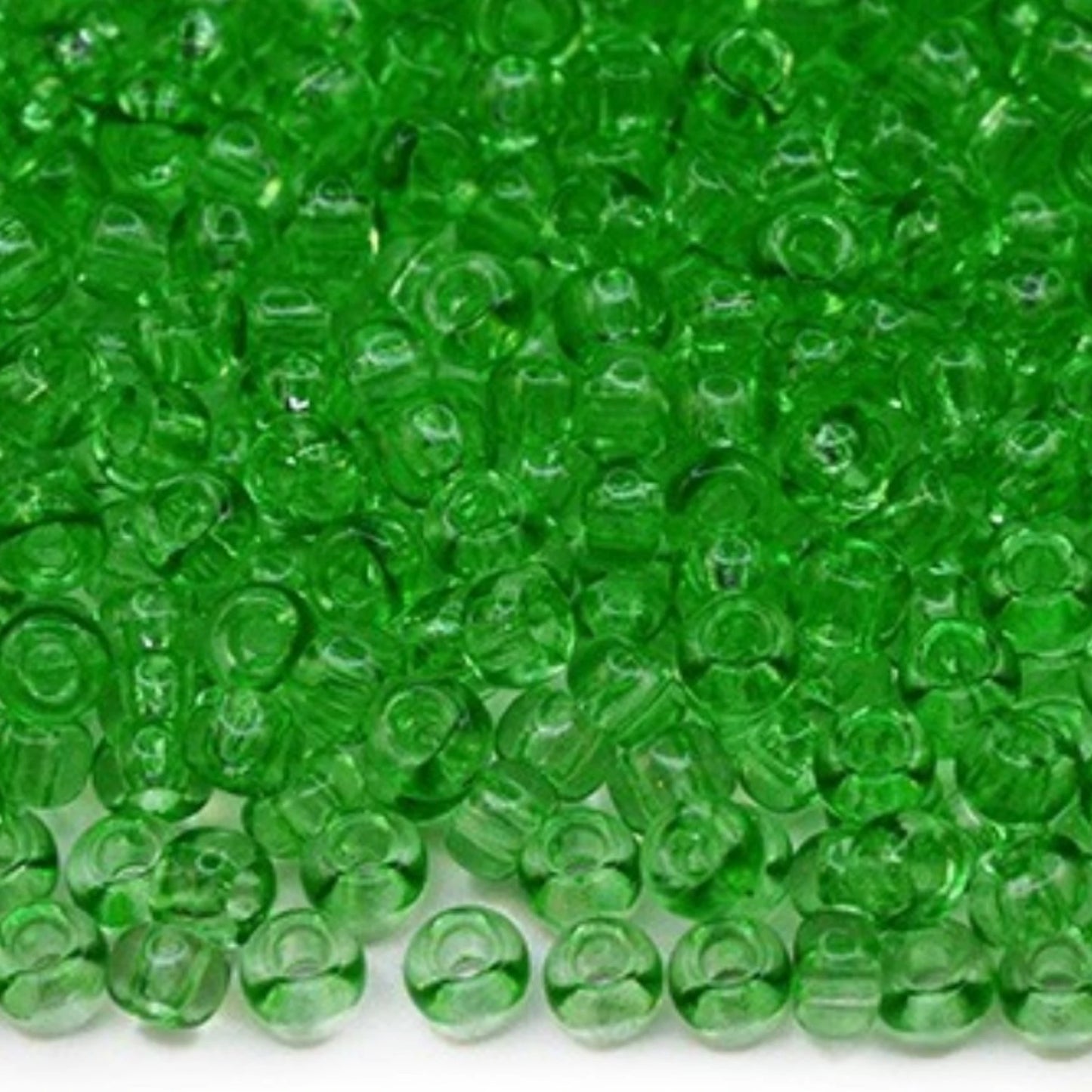 10/0 01161 Perline di Vetro Ceco Preciosa Rocaille 2,3 mm. Cristallo Verde - Tinto Solgel.