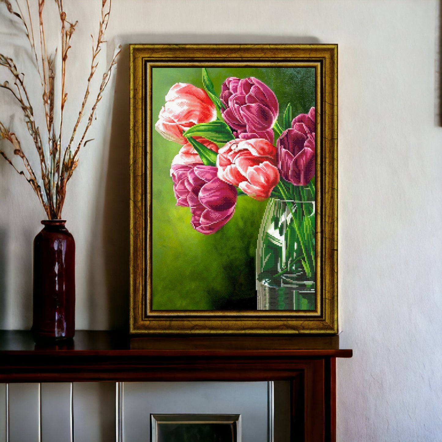 DIY Bead embroidery kit flowers "Tulips". Size: 11.8-18.5in (30-47cm) - VadymShop