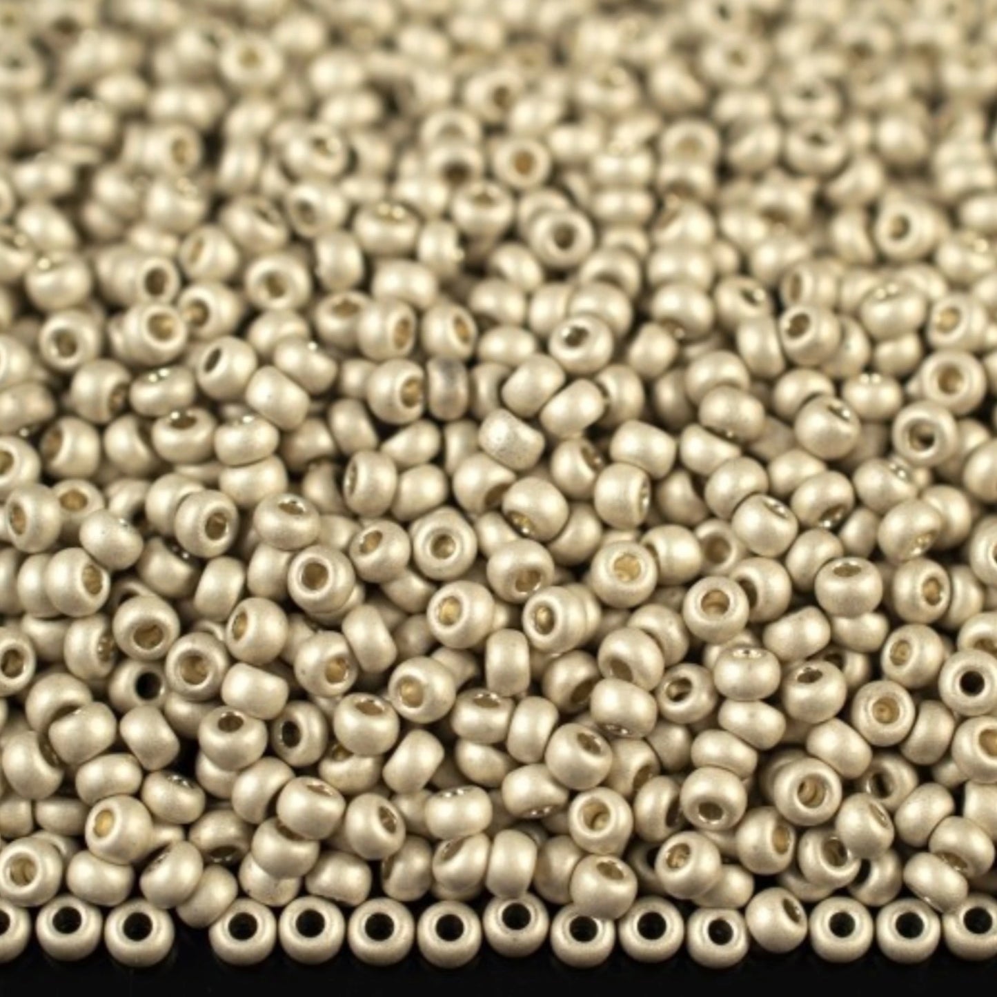 10/0 18503 matte Preciosa Czech Glass Seed Beads Rocailles 2.3mm. Silver Metallic - Terra Dyed.