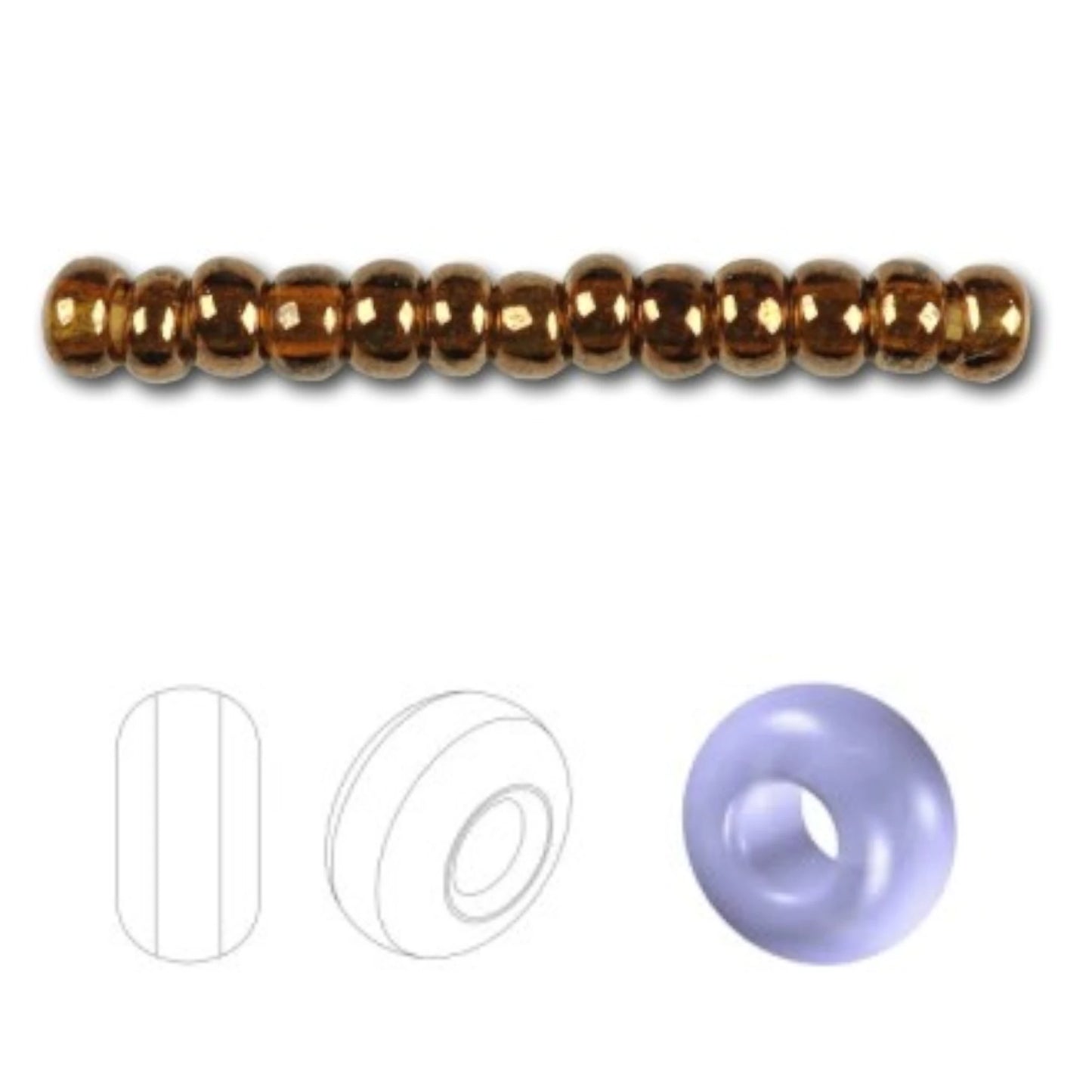 10/0 19102 Perline di vetro ceco Preciosa Rocaille 2,3 mm. Bronzo iridescente.