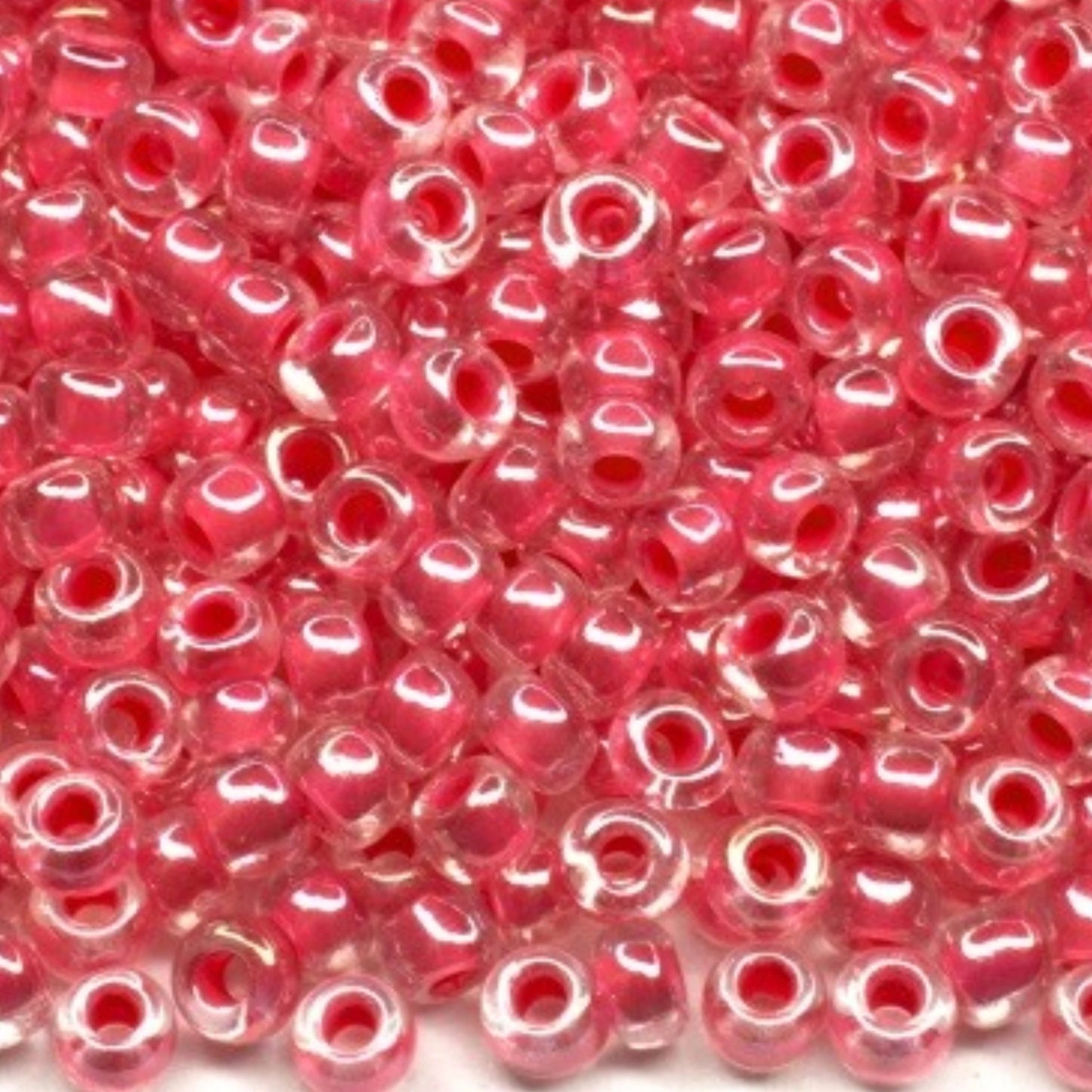 10/0 38698 Perline di Vetro Ceco Preciosa Rocaille 2,3 mm. Cristallo Colore Rivestito Rosso Sfinge.