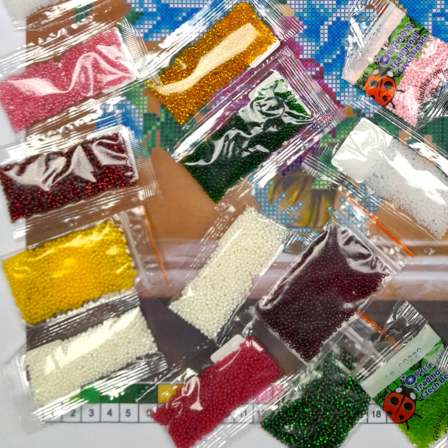 DIY Bead embroidery kit "Peonies". Size: 11.4 - 13.3 in (29 - 34.5 cm) - VadymShop