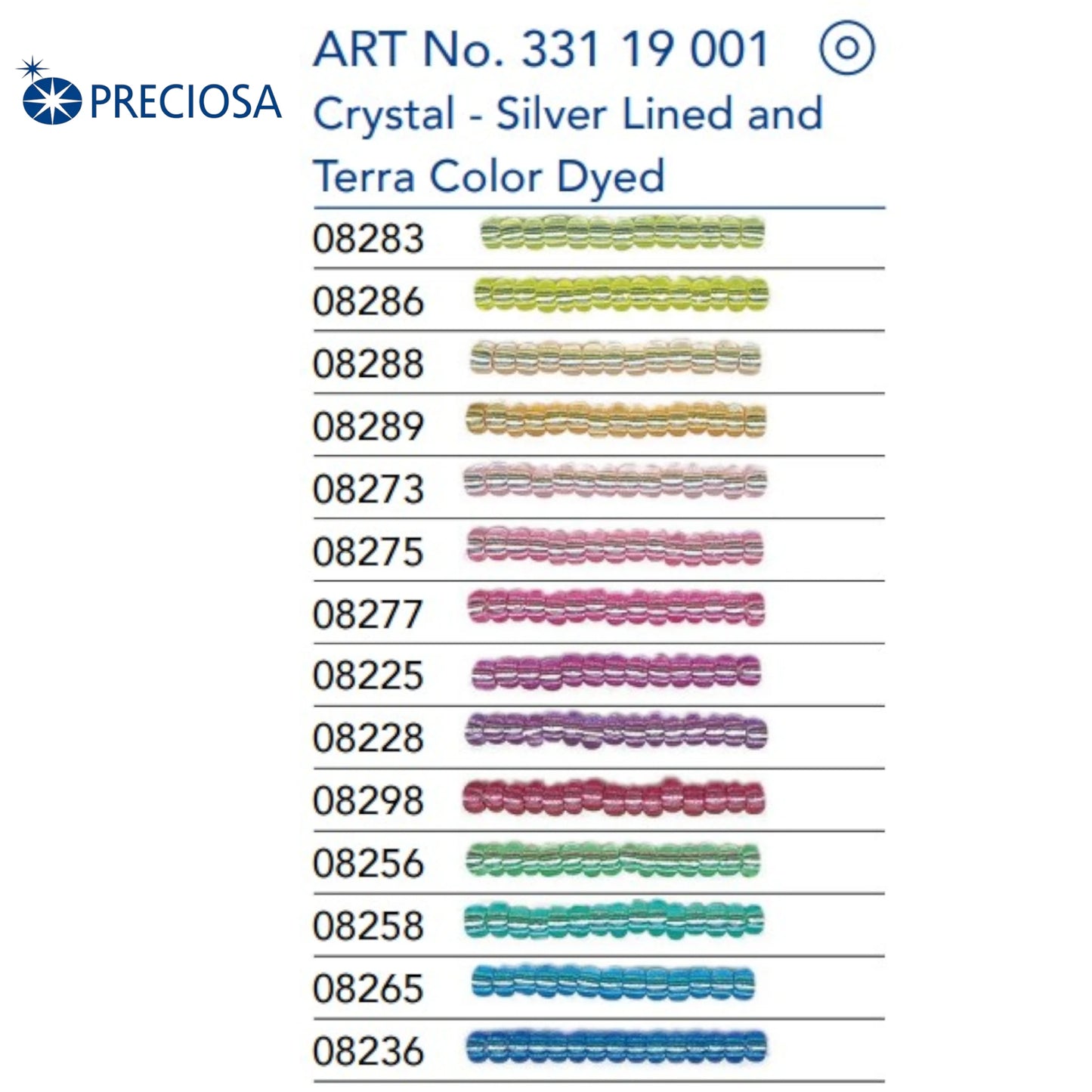 10/0 08265 Preciosa Czech Glass Koraliki Rocailles 2.3mm. Kryształ niebieski - srebrna powłoka.