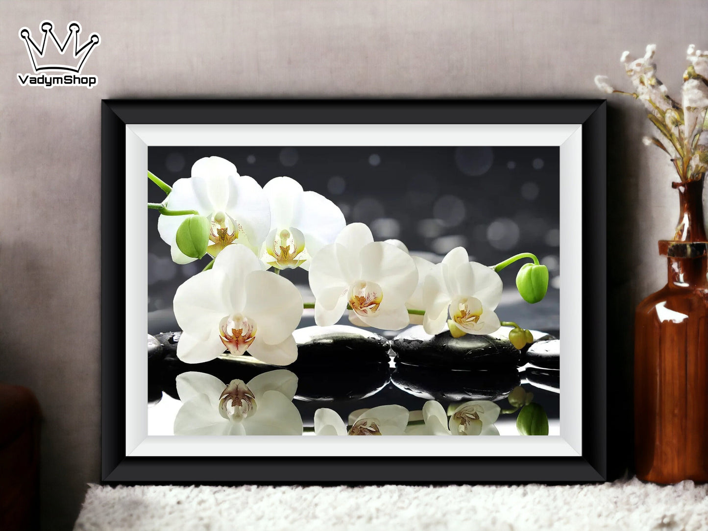 DIY Bead embroidery kit "White orchid". - VadymShop