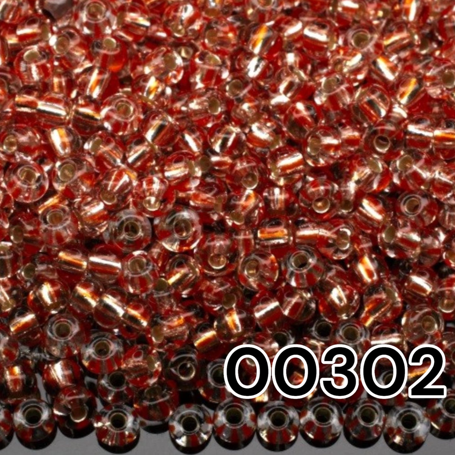 10/0 00302 Preciosa Seed Beads  Orange Striped Silver Lined