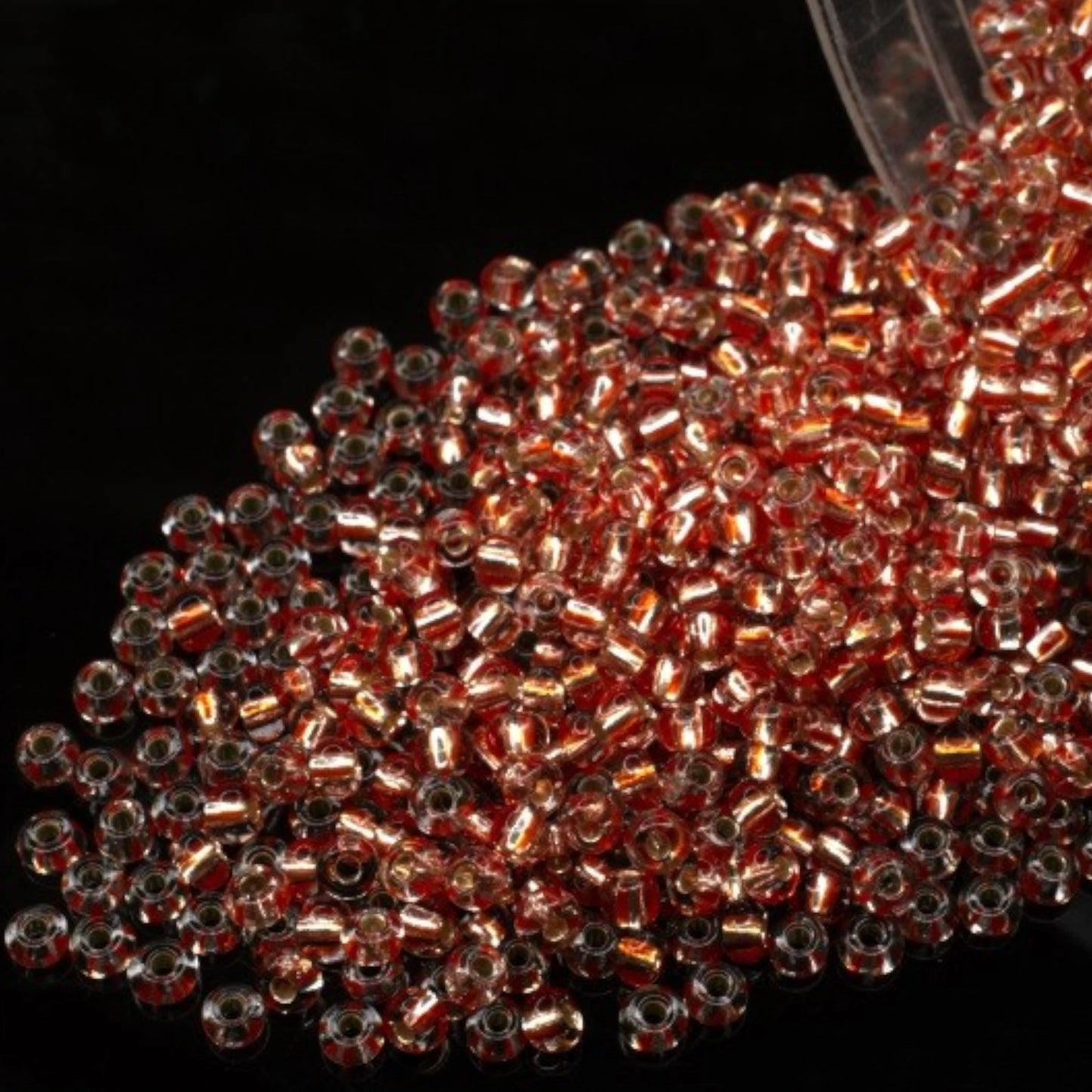 10/0 00302 Preciosa Seed Beads  Orange Striped Silver Lined