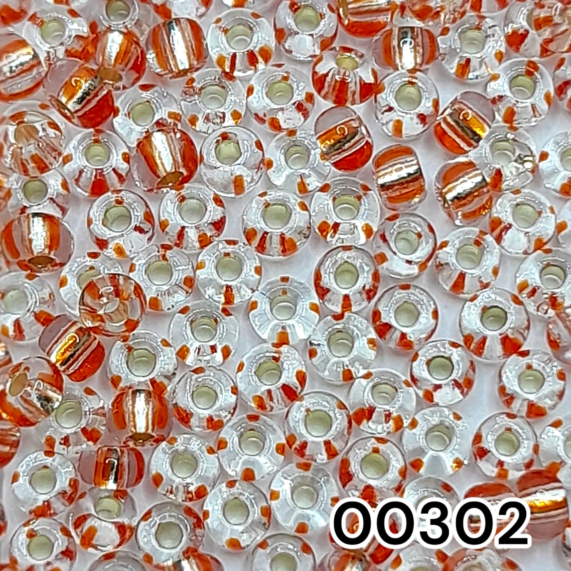 00302 Czech Seed Beads Preciosa Rocailes Crystal Striped Silver Lined - VadymShop