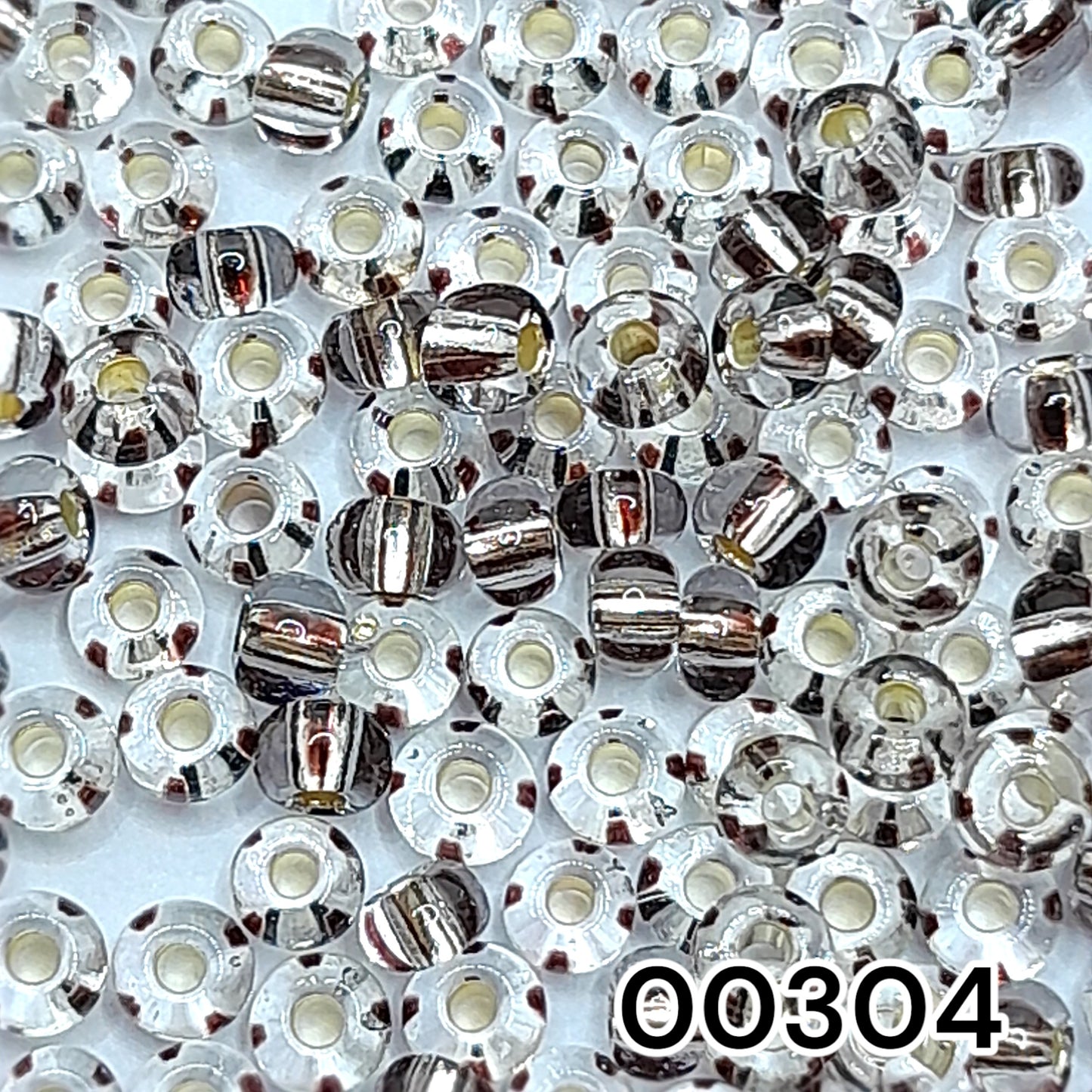 00304 Czech Seed Beads Preciosa Rocailes Crystal Striped Silver Lined - VadymShop