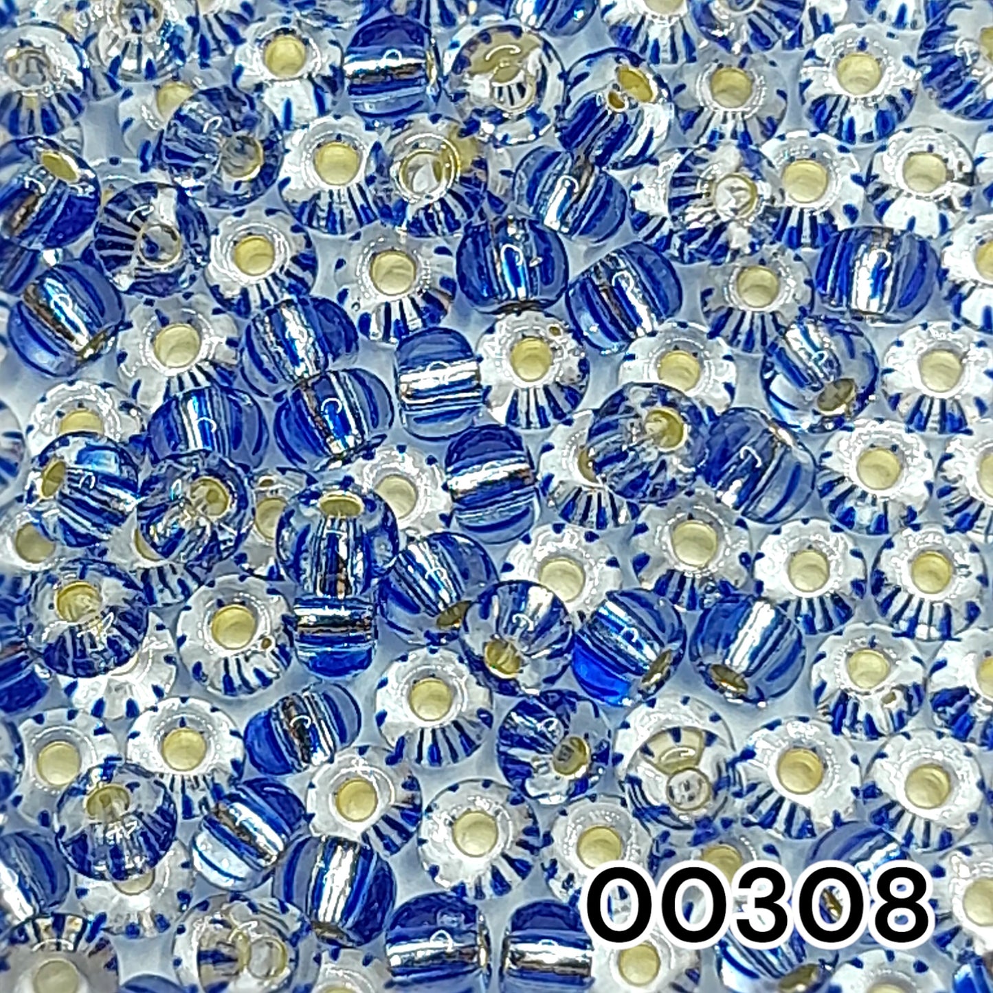 00308 Czech Seed Beads Preciosa Rocailes Crystal Striped Silver Lined - VadymShop
