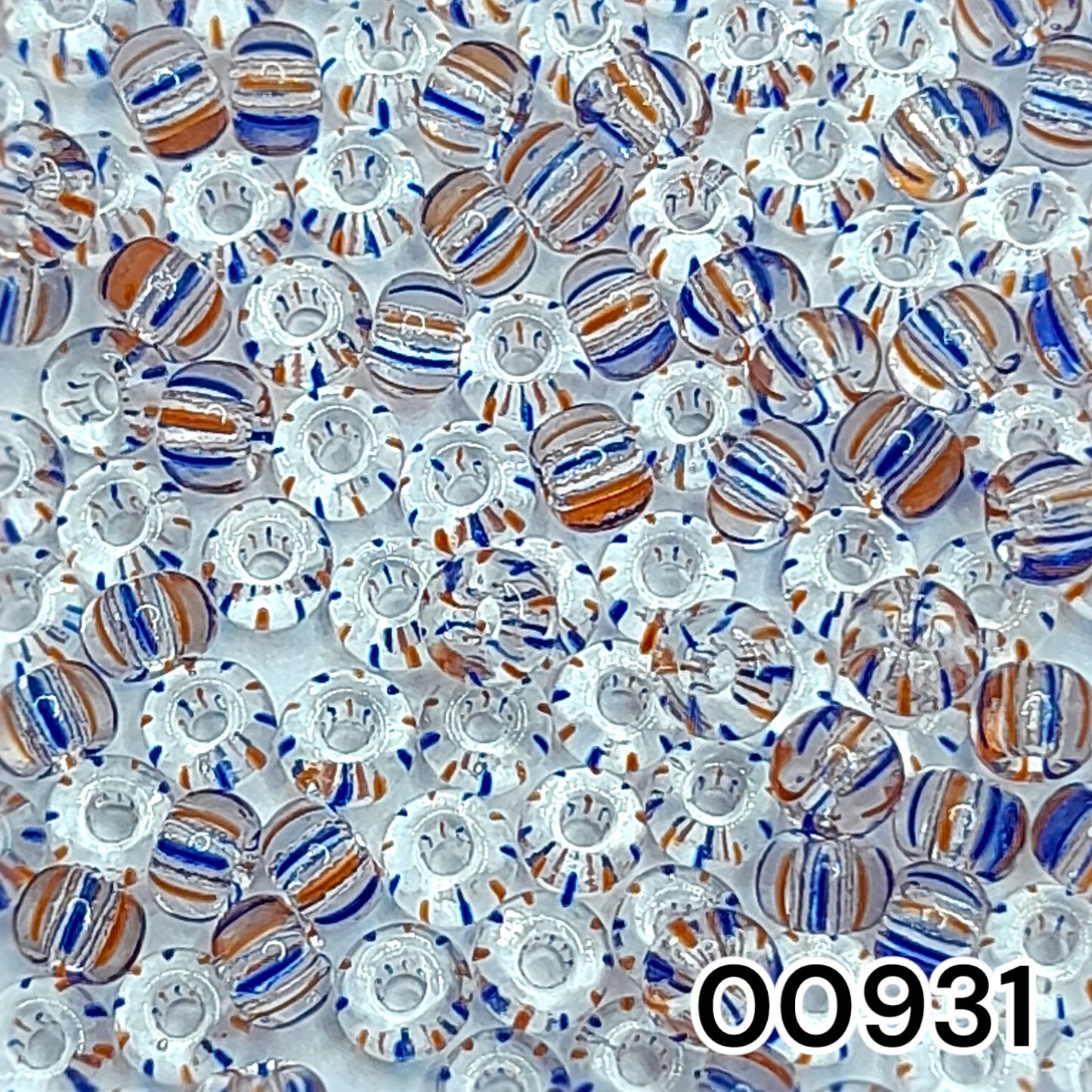 00931 Czech Seed Beads Preciosa Rocailes Crystal Striped - VadymShop