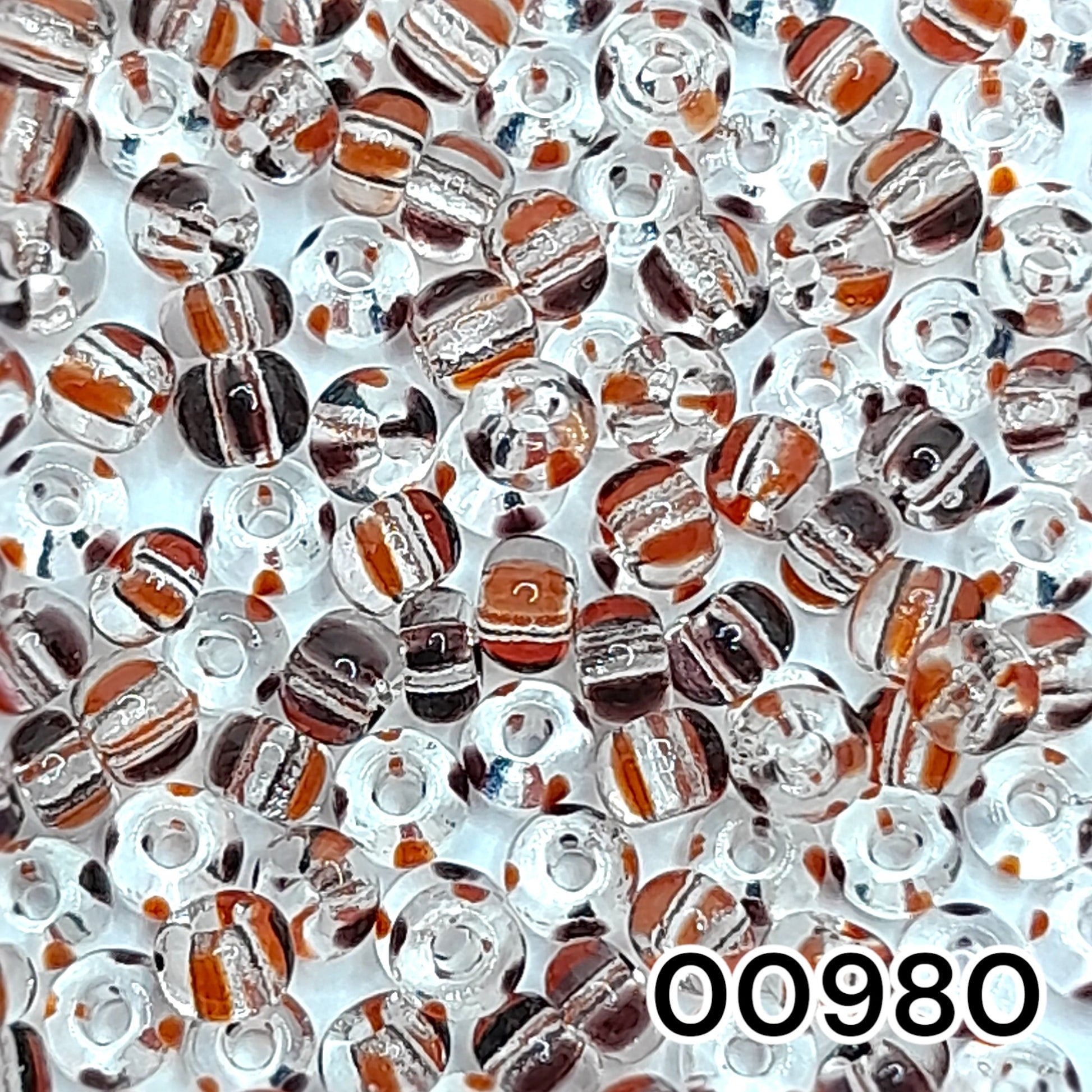 00980 Czech Seed Beads Preciosa Rocailes Crystal Striped - VadymShop