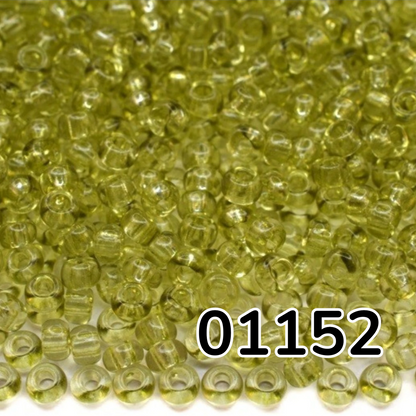 10/0 01152 Preciosa böhmische Glasperlen Rocailles 2,3 mm. Grüner Kristall – Solgel gefärbt.