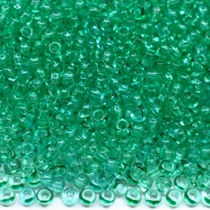 Missangas/Miçangas Pequenas (contas miúdas) de Vidro Checo Preciosa 10/0 01164 Rocaille 2,3 mm. Cristal Verde - Tingido por Solgel.