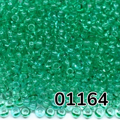 Missangas/Miçangas Pequenas (contas miúdas) de Vidro Checo Preciosa 10/0 01164 Rocaille 2,3 mm. Cristal Verde - Tingido por Solgel.