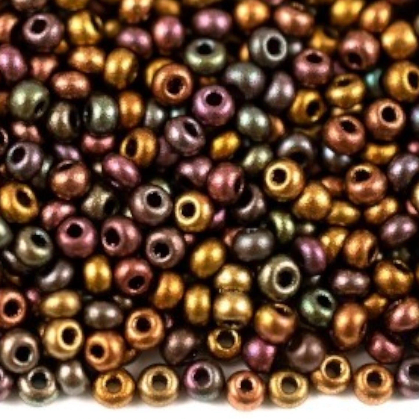 6/0 01640 Preciosa Czech Glass Seed Beads Rocailles 4.1mm. Bronze Multi - Metallic.