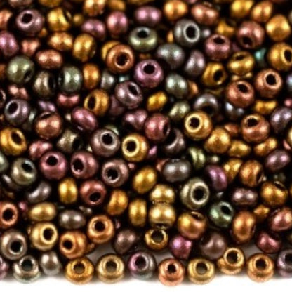 6/0 01640 Preciosa Czech Glass Seed Beads Rocailles 4.1mm. Bronze Multi - Metallic.