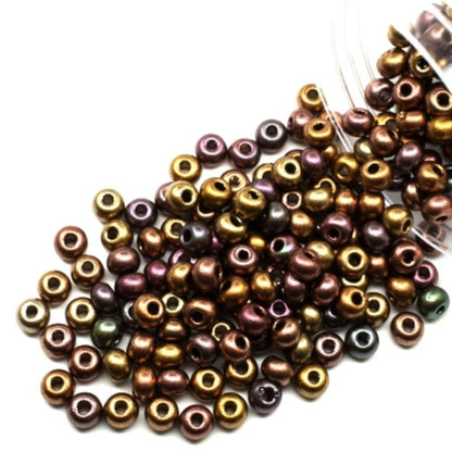 6/0 01640 Preciosa Czech Glass Seed Beads Rocailles 4.1mm. Bronze Multi - Metallic.