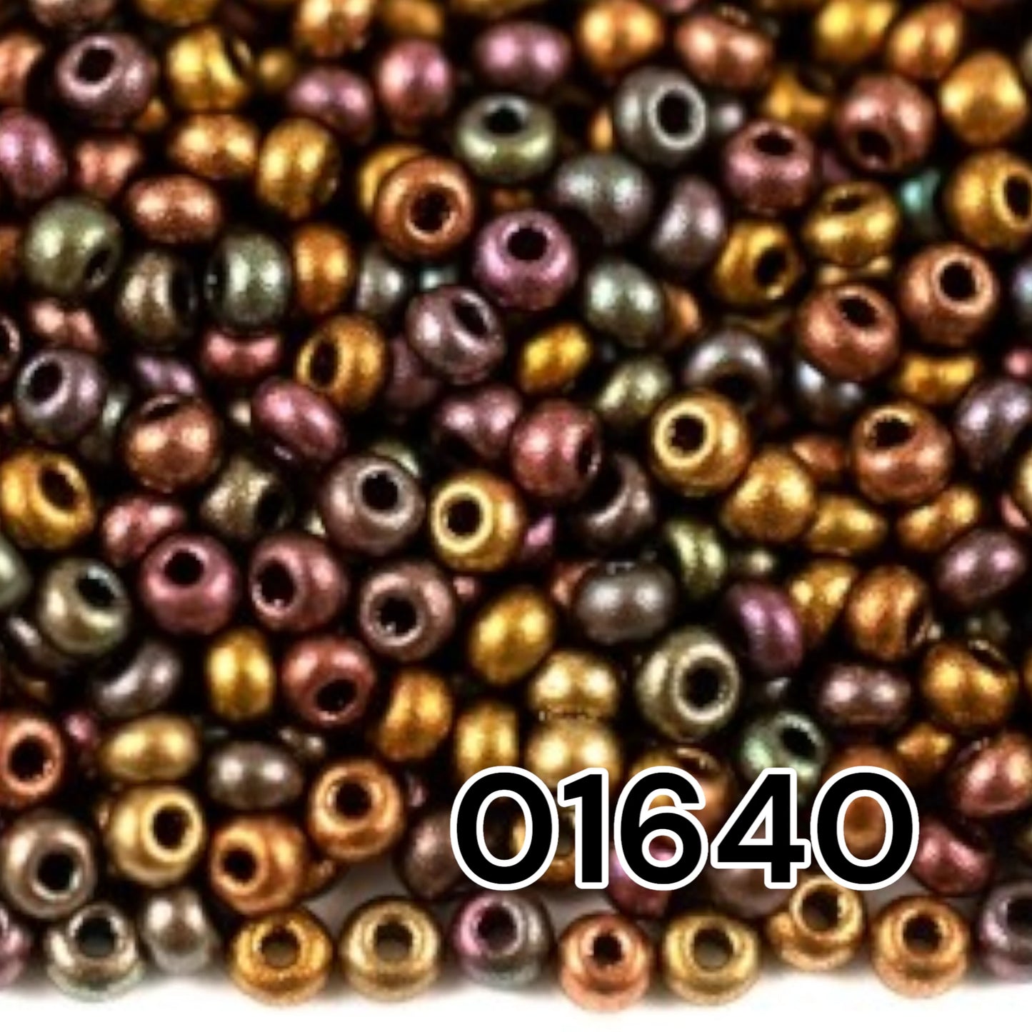 6/0 01640 Preciosa Czech Glass Seed Beads Rocailles 4.1mm. Bronze Multi - Metallic.