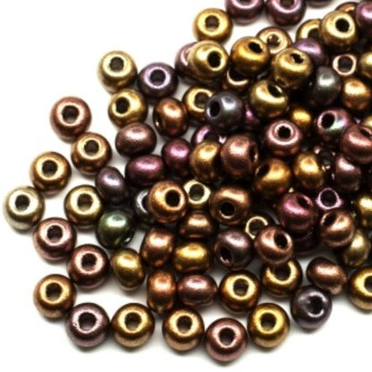 6/0 01640 Preciosa Czech Glass Seed Beads Rocailles 4.1mm. Bronze Multi - Metallic.