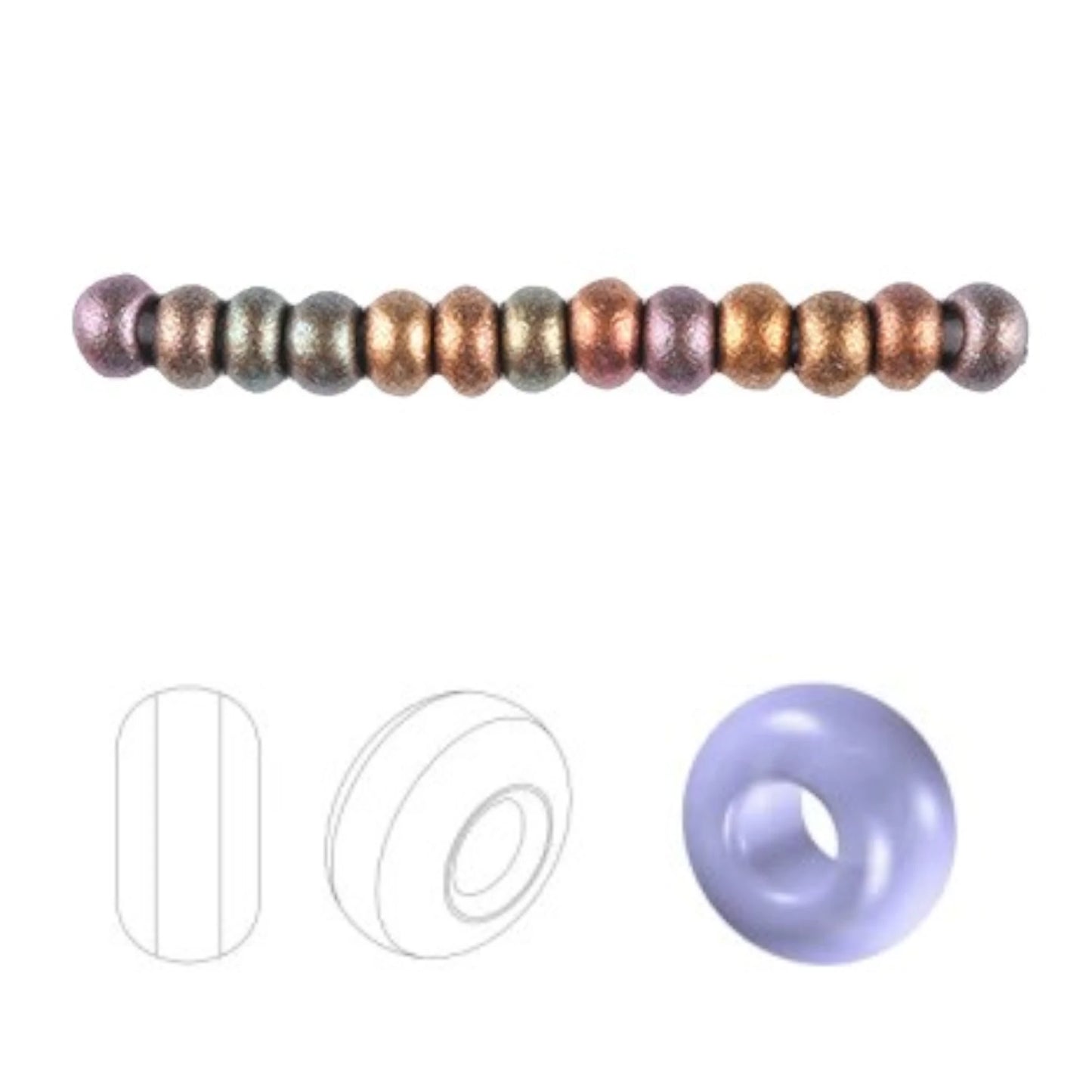 6/0 01640 Preciosa Czech Glass Seed Beads Rocailles 4.1mm. Bronze Multi - Metallic.