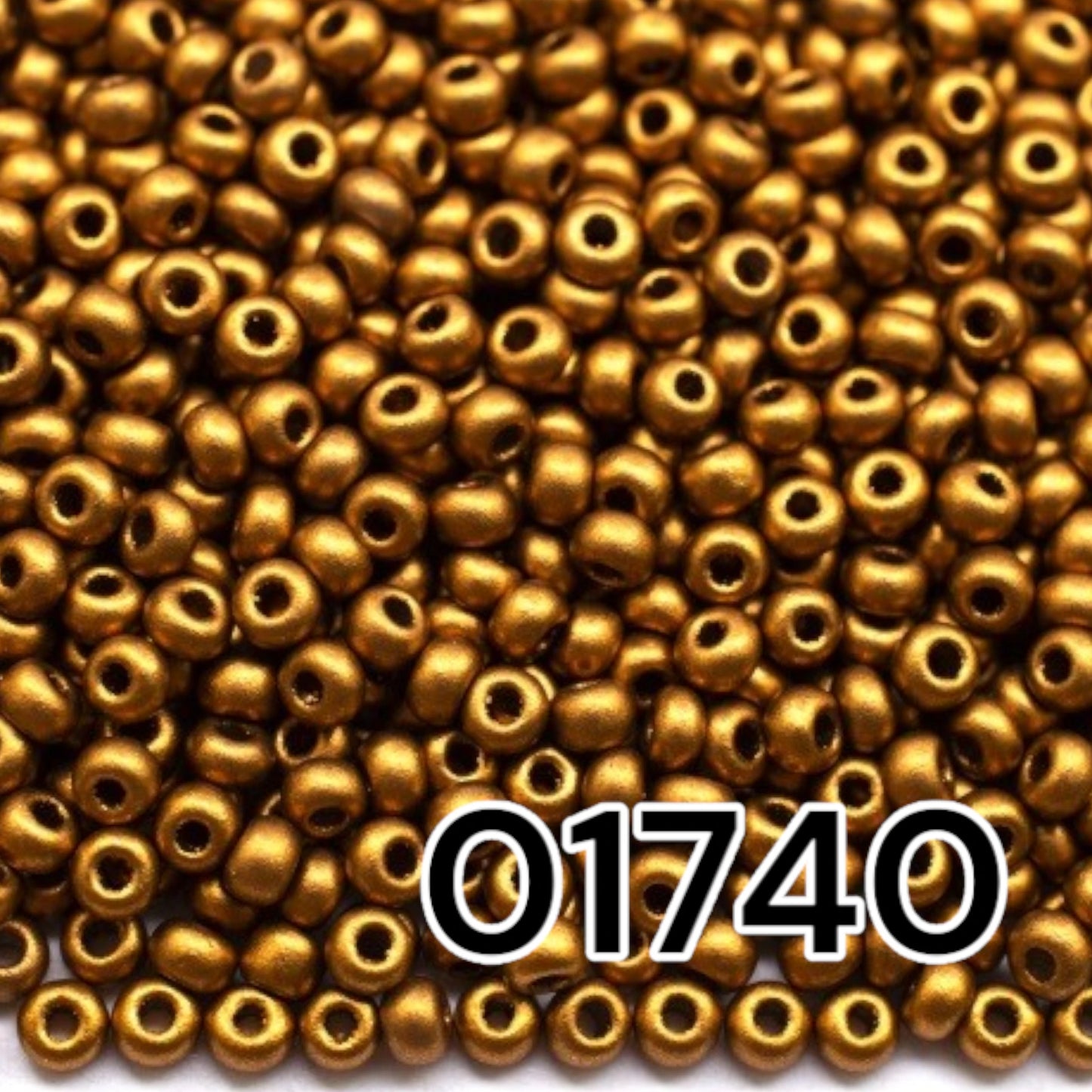 01740 Tschechische Rocailles PRECIOSA rund 10/0 Goldmetallic. Metallisch – undurchsichtiges Bronze.