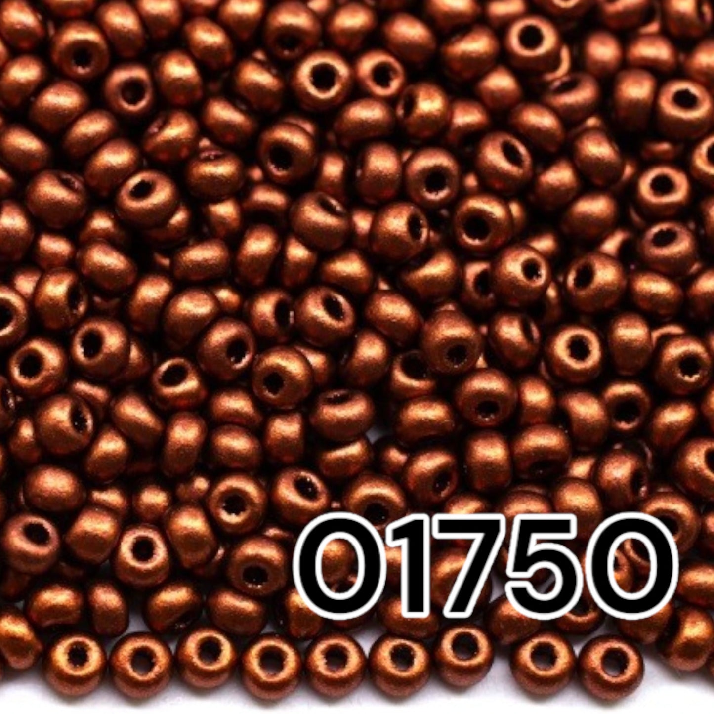 01750 Czech seed beads PRECIOSA round 10/0 Copper metallic. Metallic - Opaque Bronze.