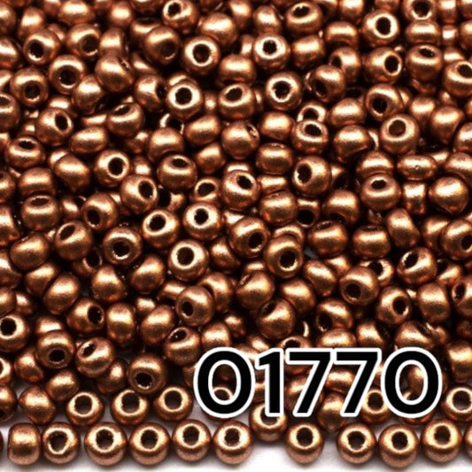 01770 Tschechische Rocailles PRECIOSA rund 10/0 Bronze metallic. Metallisch – undurchsichtiges Bronze.