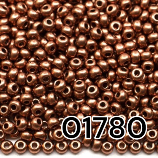 01780 Tschechische Rocailles PRECIOSA rund 10/0 Kupfermetallic. Metallisch – undurchsichtiges Bronze.