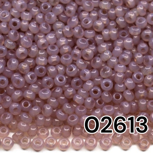 02613 Czech seed beads PRECIOSA round 10/0 gray lilac. Alabaster - Solgel Dyed.