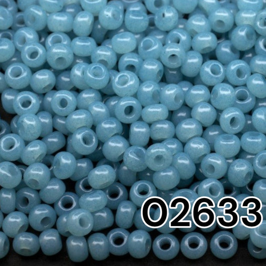 10/0 02633 Preciosa Seed Beads. Light blue alabaster - Solgel dyed.