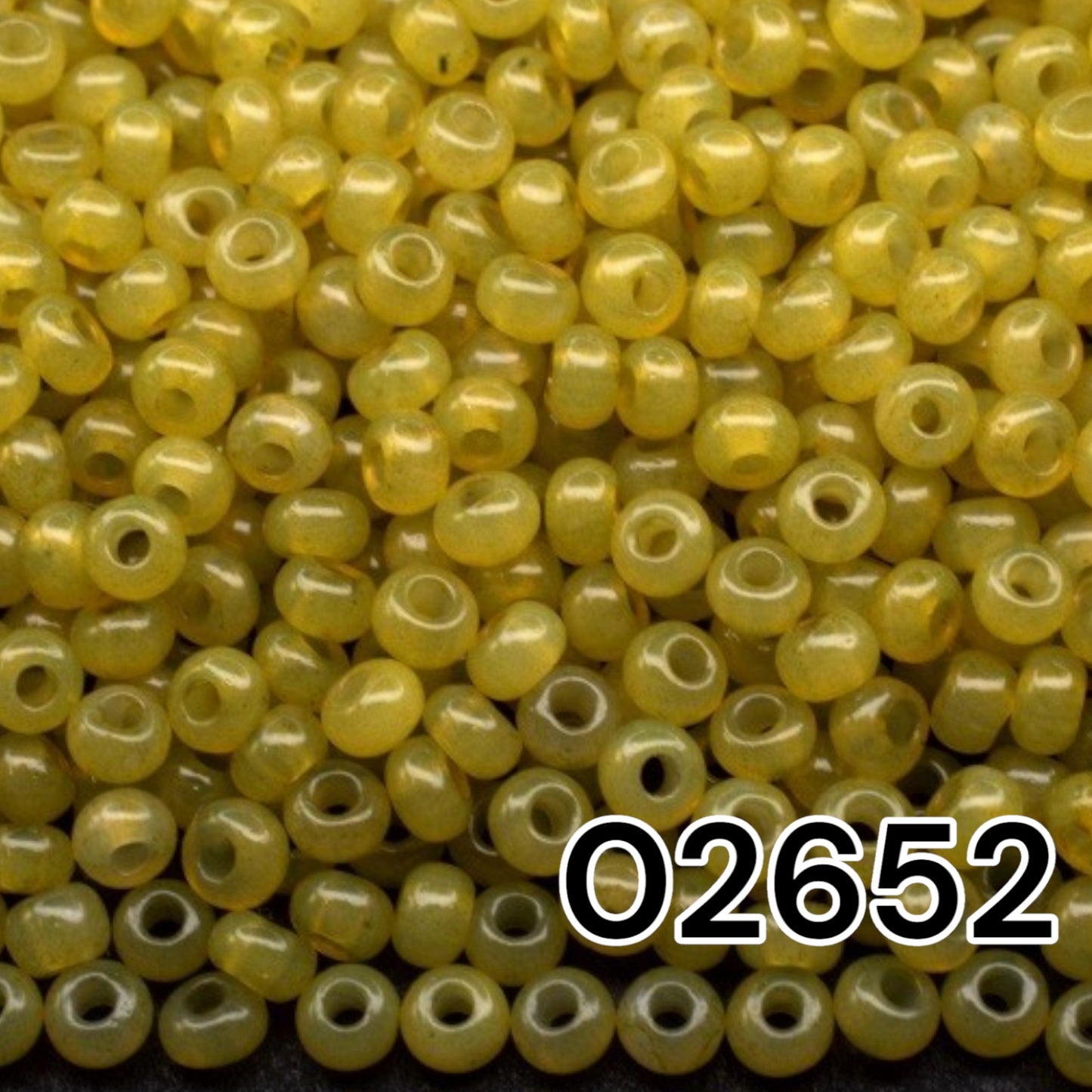 02652 Czech seed beads PRECIOSA round 10/0 olive. Alabaster - Solgel Dyed.