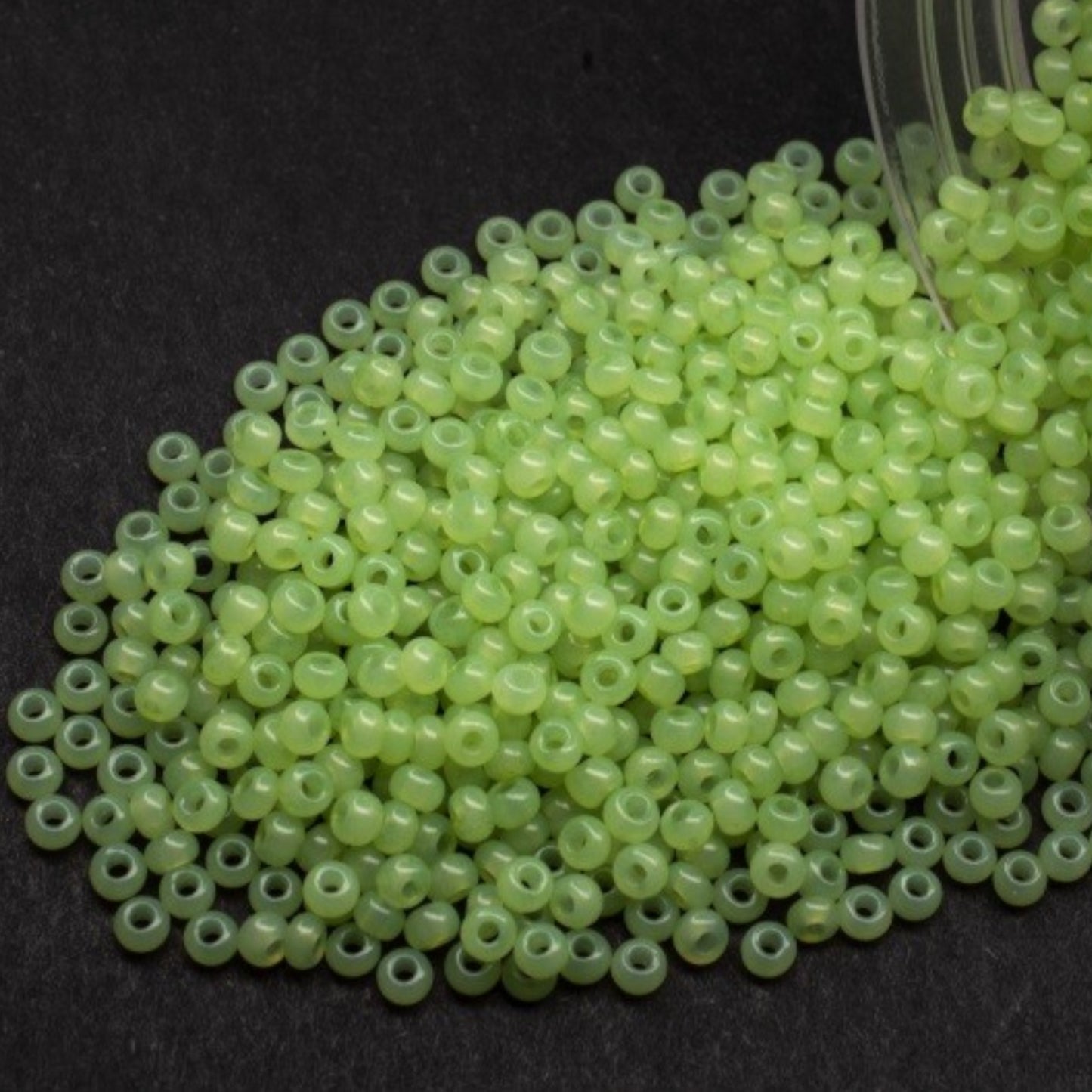 02654 Czech seed beads PRECIOSA round 10/0 light green. Alabaster - Solgel Dyed.