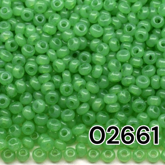 02661 Czech seed beads PRECIOSA round 10/0 green. Alabaster - Solgel Dyed.