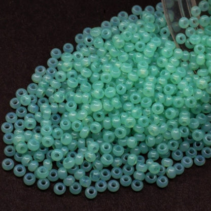 10/0 02664 Perles de rocaille Preciosa. Albâtre turquoise - Teint Solgel.