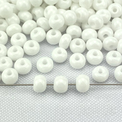 2/0 03050 Preciosa Czech Glass Seed Beads Rocailles 6.1mm. White Opaque natural.