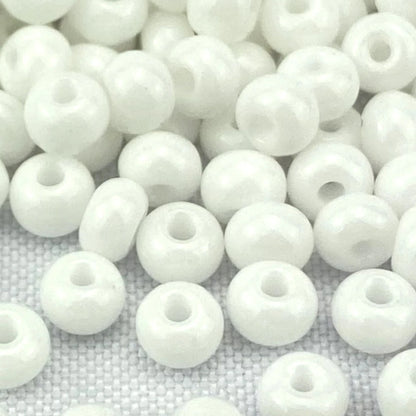 2/0 03050 Preciosa Czech Glass Seed Beads Rocailles 6.1mm. White Opaque natural.