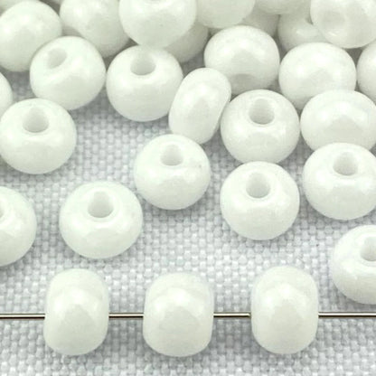 2/0 03050 Preciosa Czech Glass Seed Beads Rocailles 6.1mm. White Opaque natural.
