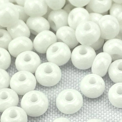 2/0 03050 Preciosa Czech Glass Seed Beads Rocailles 6.1mm. White Opaque natural.