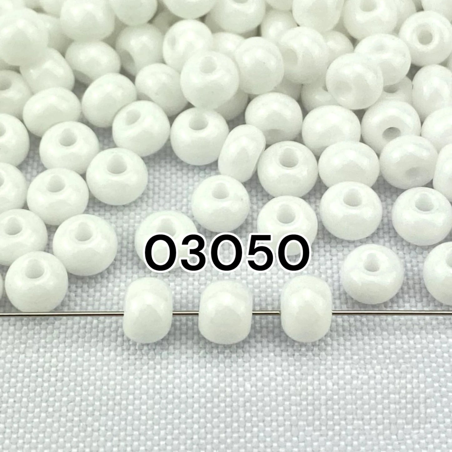 2/0 03050 Preciosa Czech Glass Seed Beads Rocailles 6.1mm. White Opaque natural.
