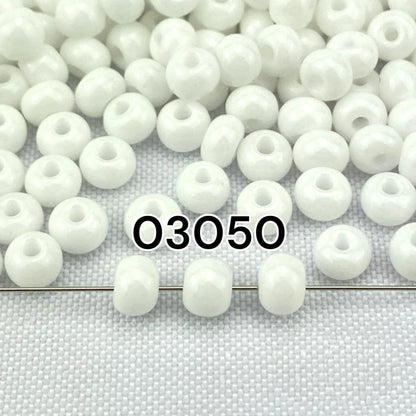 2/0 03050 Preciosa Czech Glass Seed Beads Rocailles 6.1mm. White Opaque natural.