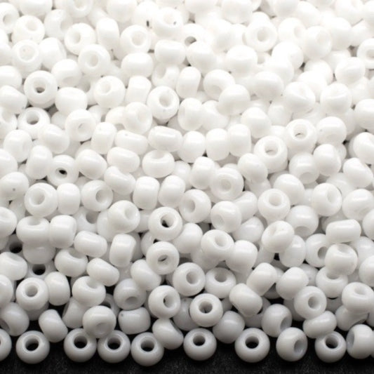 6/0 03050 Preciosa Czech Glass Seed Beads Rocailles 4.1mm. White Opaque Natural.