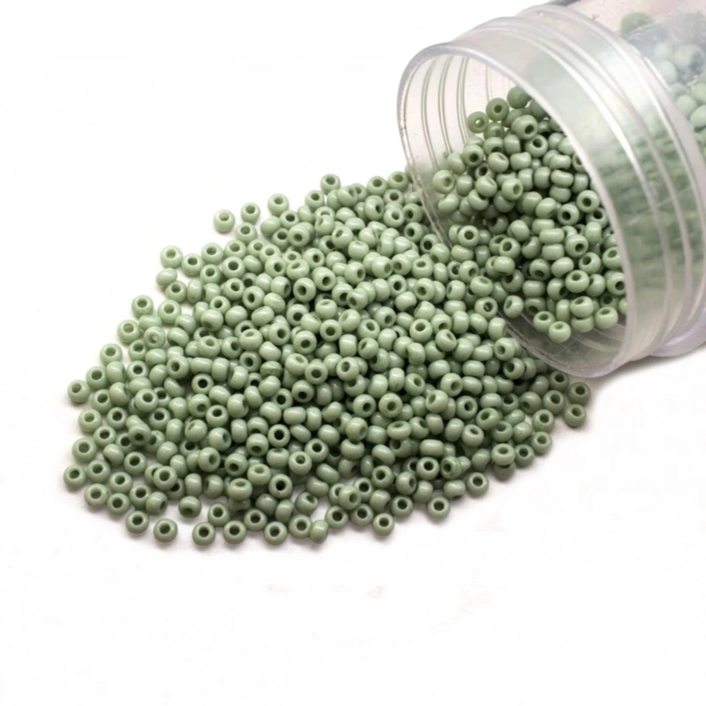 Perline di vetro ceco Preciosa 10/0 03163 Rocaille da 2,3 mm. Verde gesso - colorate con Solgel.