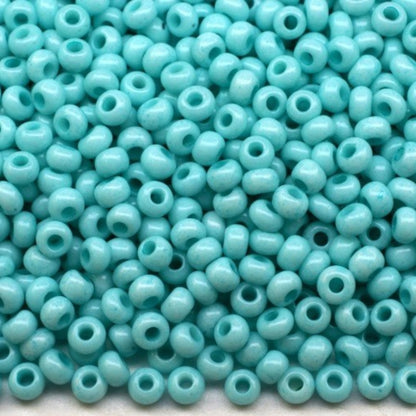 Missangas/Miçangas Pequenas (contas miúdas) de vidro checo Preciosa 10/0 03165 Rocaille 2,3 mm. Turquesa chalk - tingidas com Solgel.