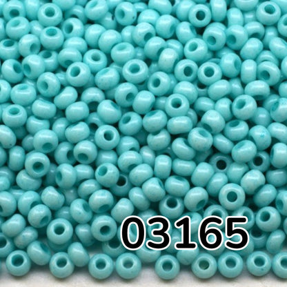Missangas/Miçangas Pequenas (contas miúdas) de vidro checo Preciosa 10/0 03165 Rocaille 2,3 mm. Turquesa chalk - tingidas com Solgel.