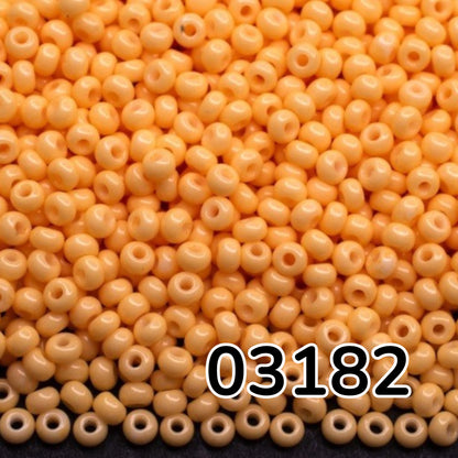 10/0 03182 Preciosa Čekiško stiklo Karoliukai Rokajaus 2,3 mm. Geltona kreida – dažyta Solgel metodu.