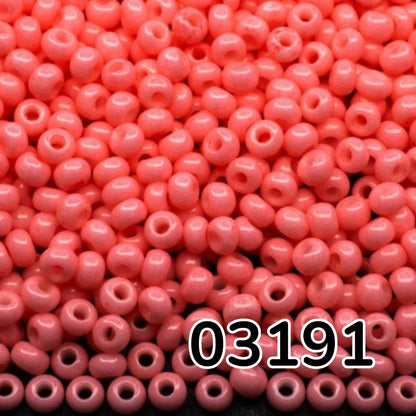 10/0 03191 Preciosa Чехски стъклени Малки Мъниста Рокайли 2.3mm. Червено розов тебешир - оцветени със Solgel.