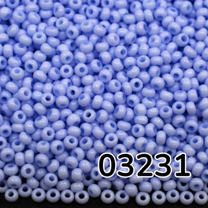 Perles de Rocaille en verre tchèque Preciosa 10/0 03231, 2,3 mm. Bleu craie - Teinté Solgel.
