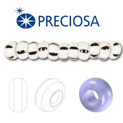 10/0 03590 Preciosa Tsjekkiske glass små perler Rocailleperler 2.3mm. Hvit svart ugjennomsiktig stripete.