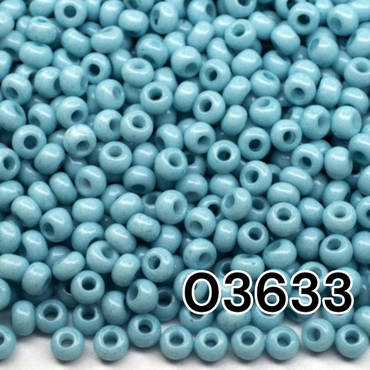 03633 Czech seed beads PRECIOSA round 10/0 light blue. Chalk - Solgel Dyed.