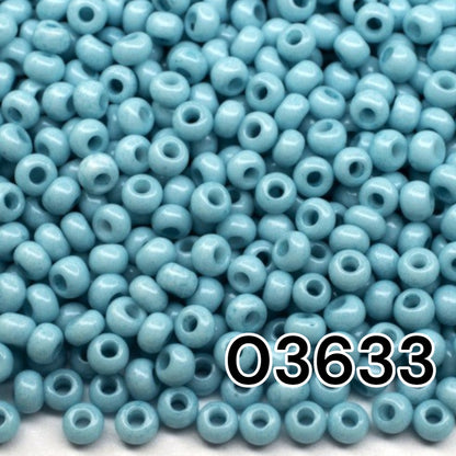 10/0 03633 Preciosa Seed Beads. Light blue chalk - Solgel dyed.